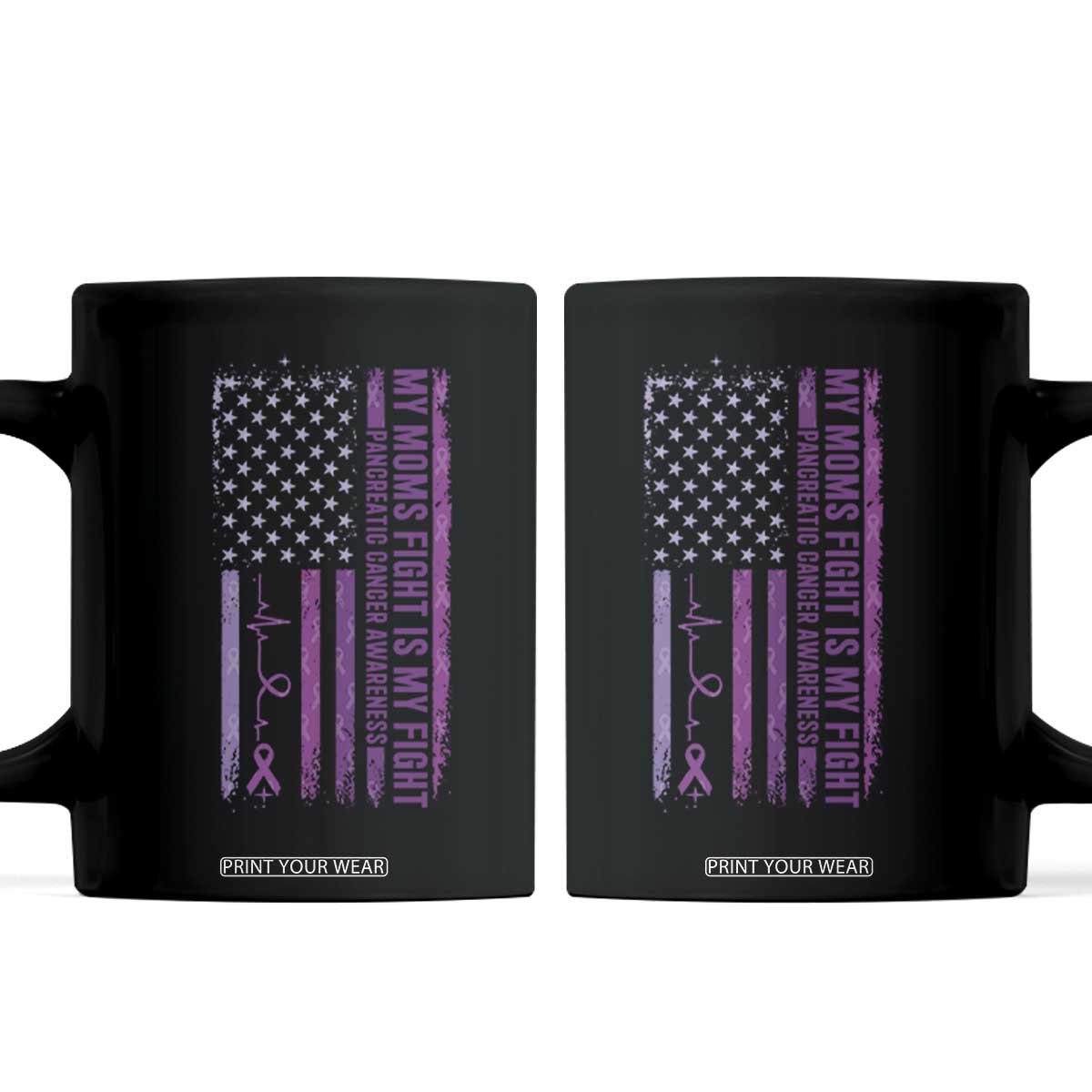 American Flag Pancreatic Cancer Support Coffee Mug My Moms Fight My Fight