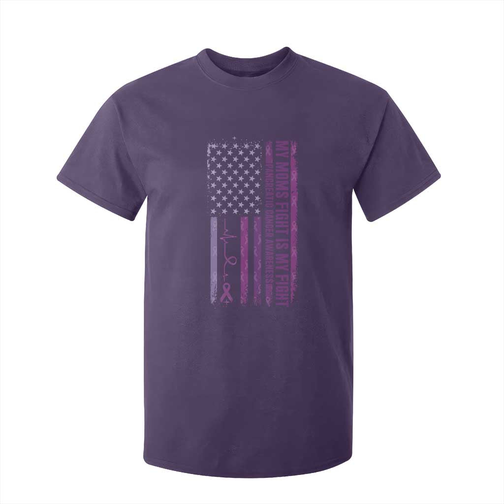 American Flag Pancreatic Cancer Support T Shirt For Kid My Moms Fight My Fight