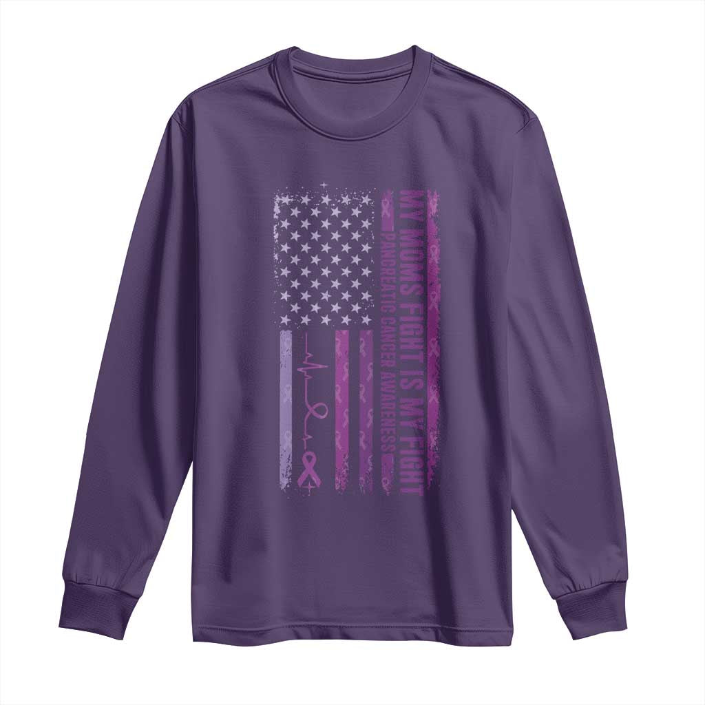 American Flag Pancreatic Cancer Support Long Sleeve Shirt My Moms Fight My Fight