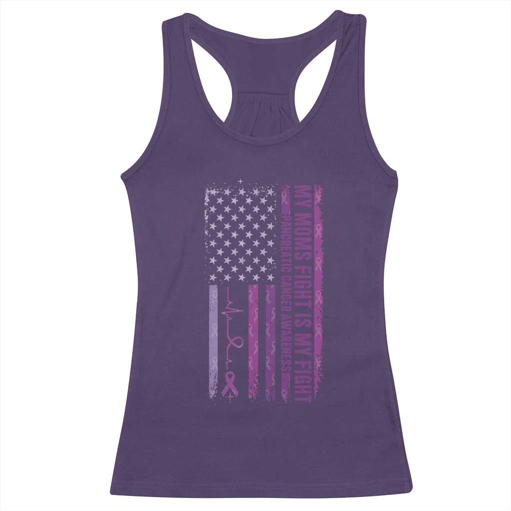 American Flag Pancreatic Cancer Support Racerback Tank Top My Moms Fight My Fight