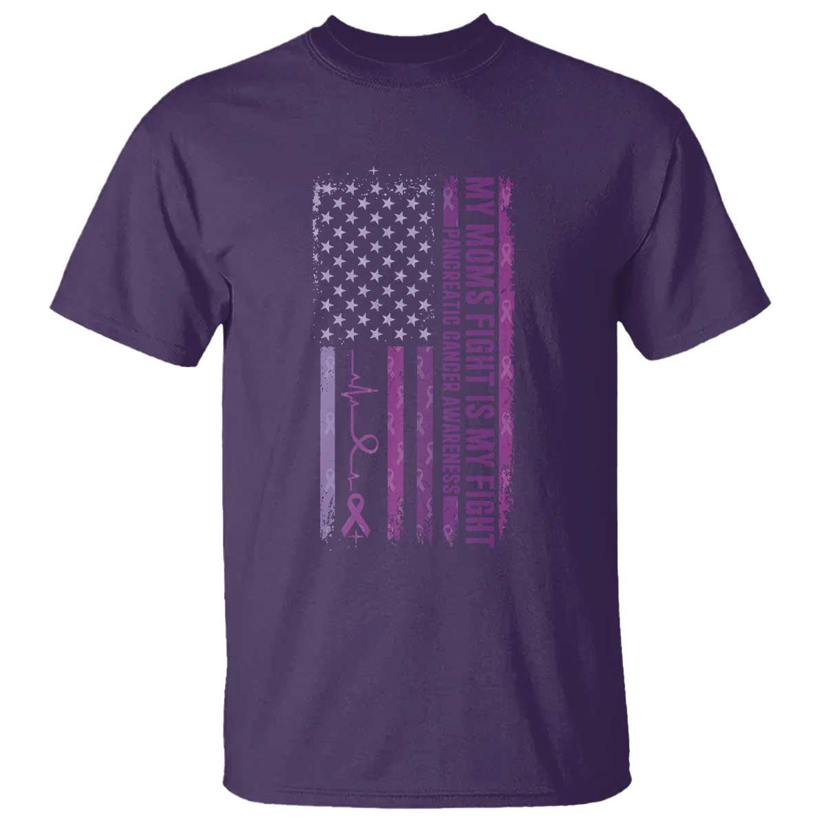 American Flag Pancreatic Cancer Support T Shirt My Moms Fight My Fight