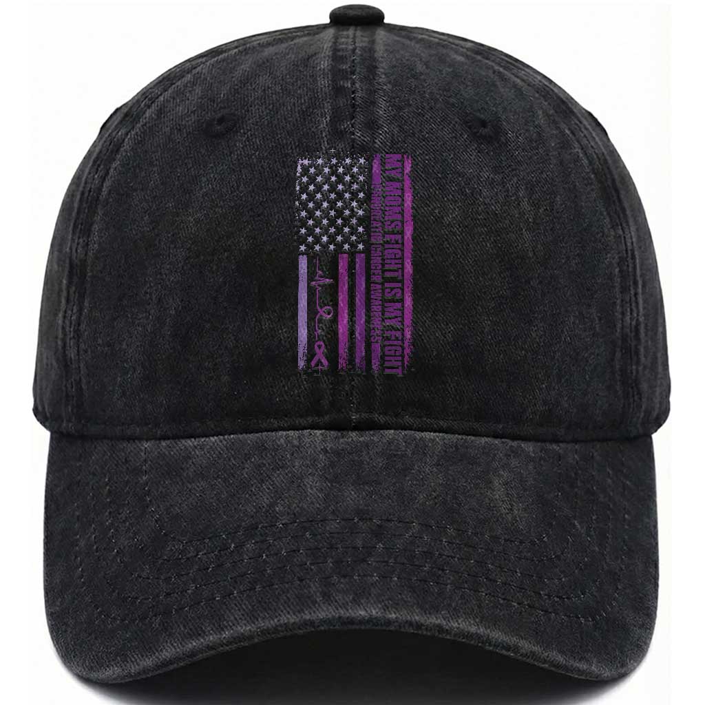 American Flag Pancreatic Cancer Support Washed Cotton Baseball Cap My Moms Fight My Fight