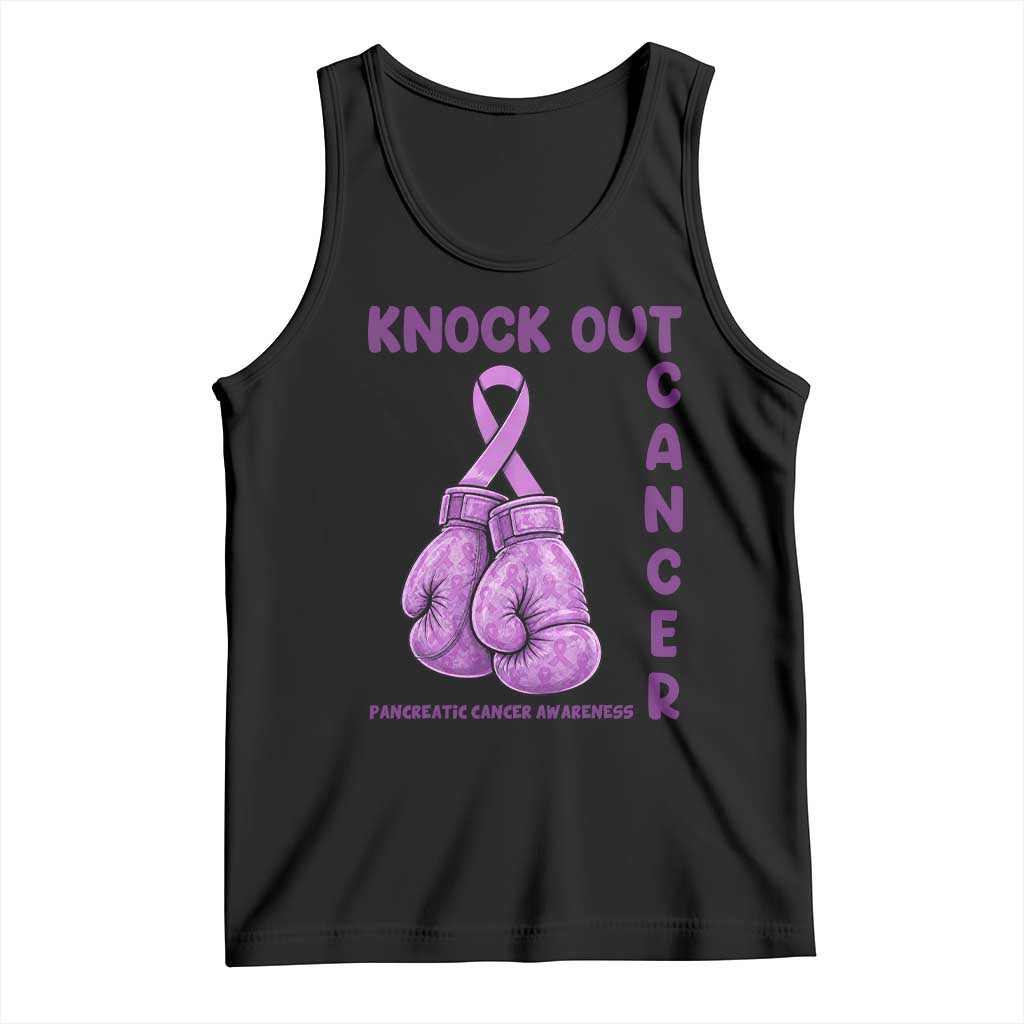 Knock Out Cancer Pancreatic Warrior Tank Top Boxing Gloves Purple Ribbon Gift