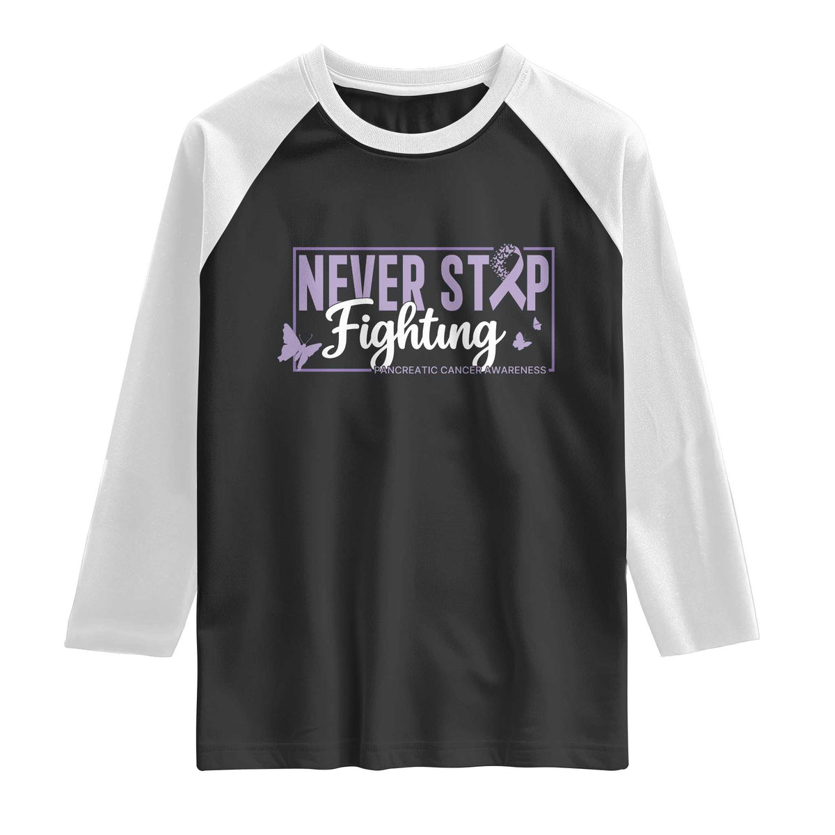 Pancreatic Cancer Warrior Raglan Shirt Never Stop Fighting Support Gift