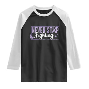 Pancreatic Cancer Warrior Raglan Shirt Never Stop Fighting Support Gift