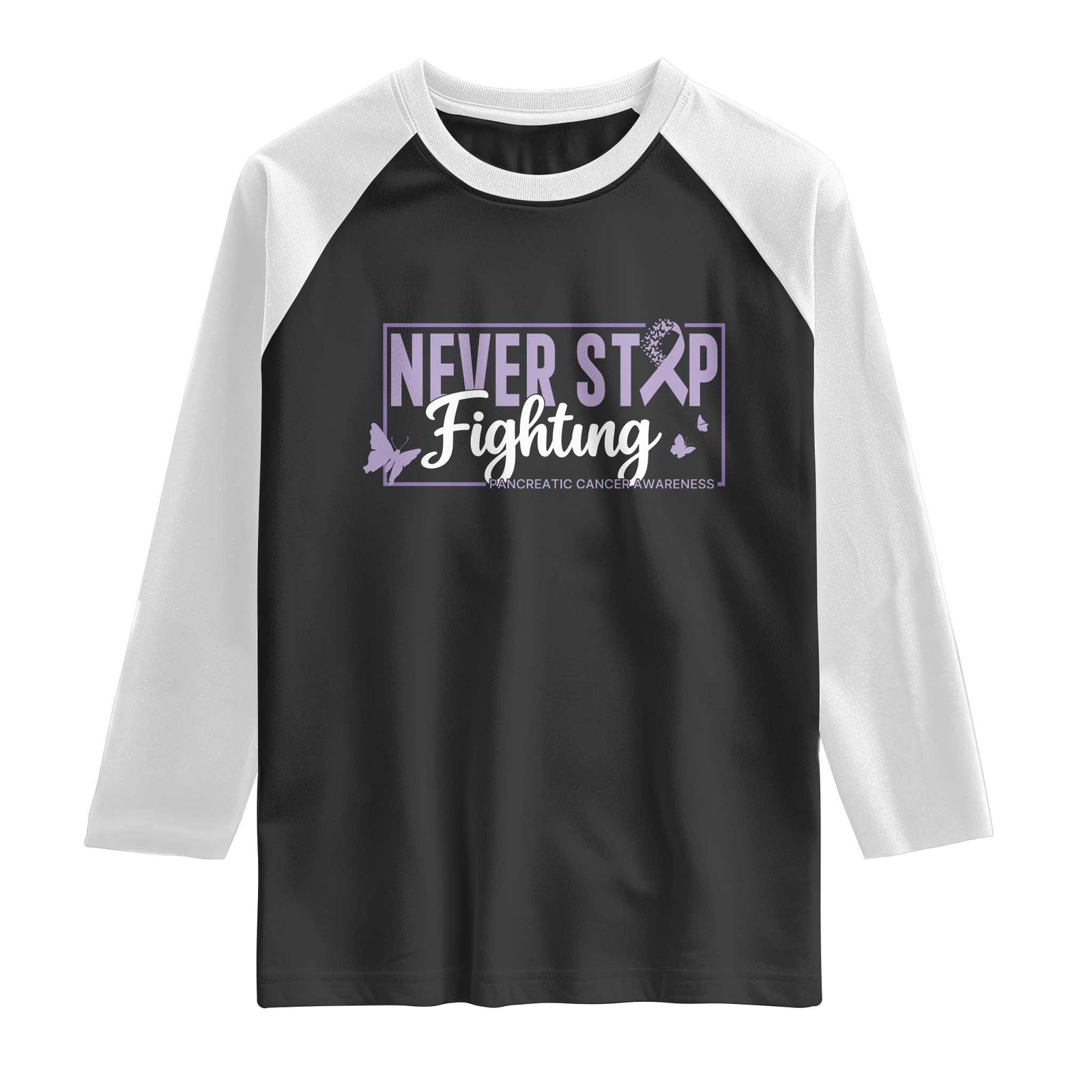 Pancreatic Cancer Warrior Raglan Shirt Never Stop Fighting Support Gift