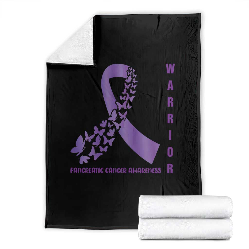 Pancreatic Cancer Warrior Fighter Throw Blanket Purple Ribbon Butterfly Strength Support