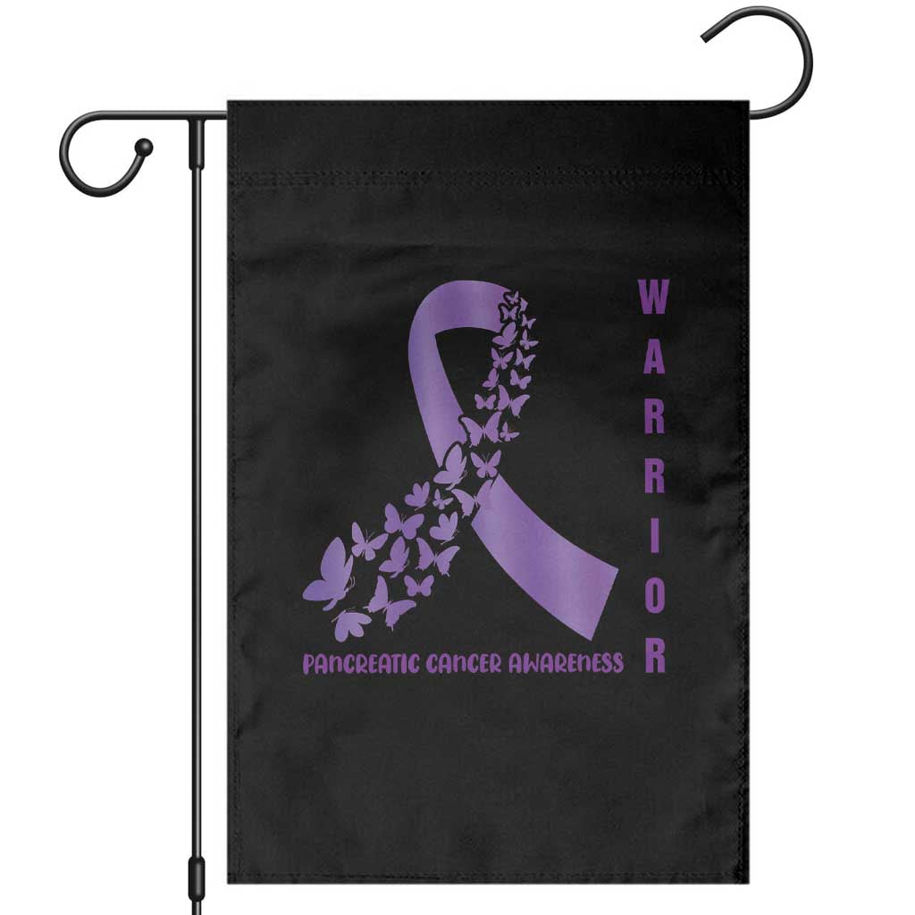 Pancreatic Cancer Warrior Fighter Garden Flag Purple Ribbon Butterfly Strength Support
