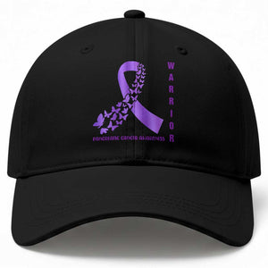 Pancreatic Cancer Warrior Fighter Baseball Cap Purple Ribbon Butterfly Strength Support