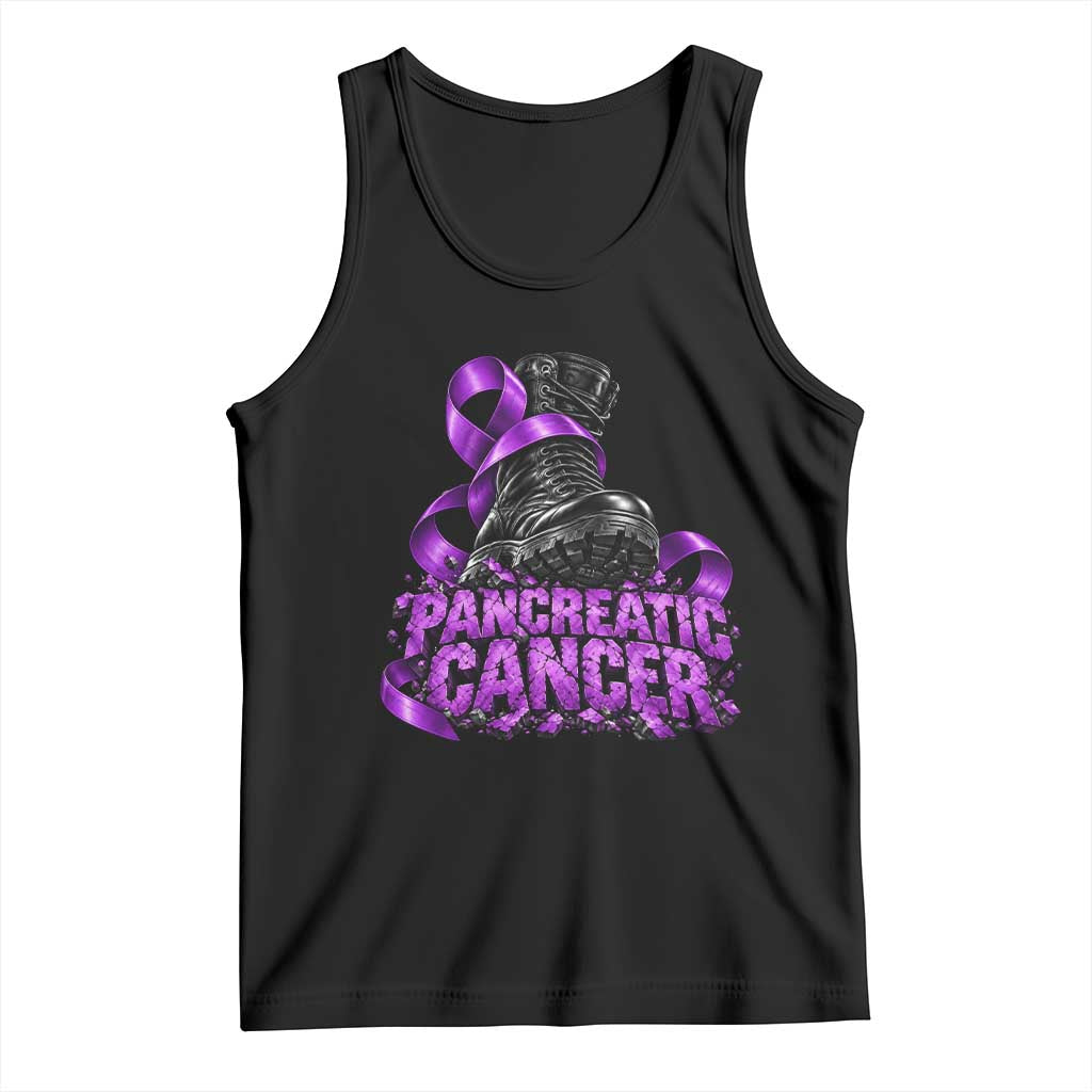 Stomp Out Pancreatic Cancer Tank Top Combat Boot Purple Ribbon Warrior Support
