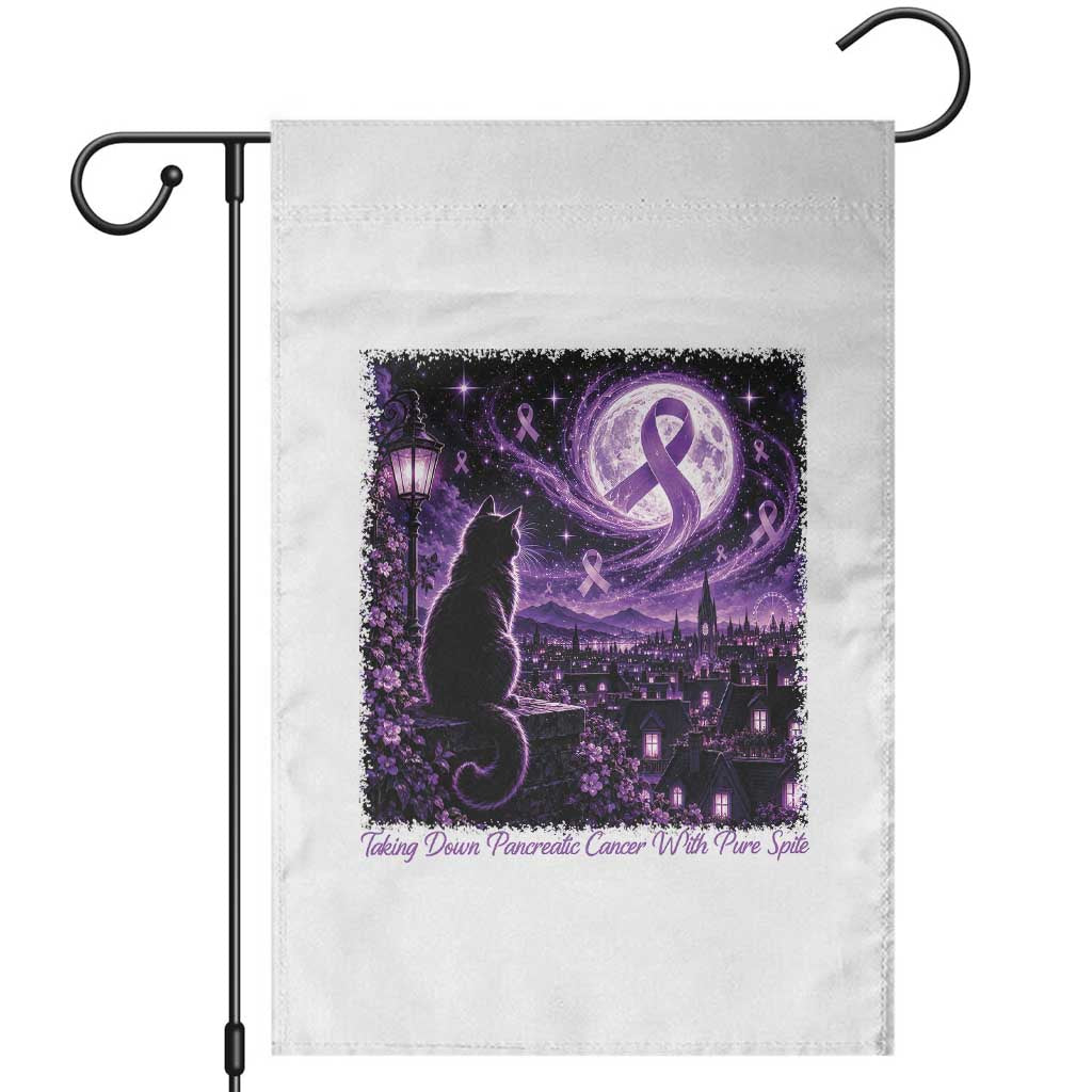 Taking Down Pancreatic Cancer With Pure Spite Garden Flag Black Cat Purple Ribbon Fighter