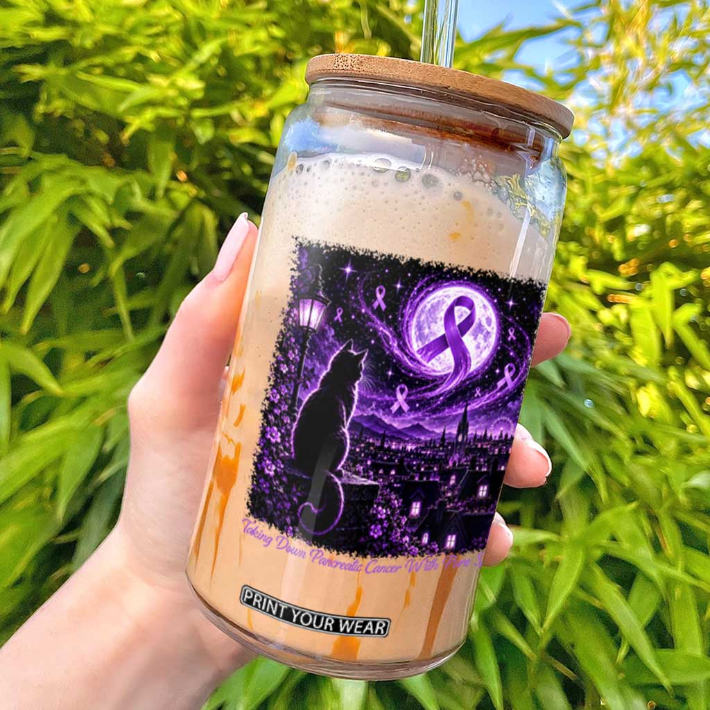 Taking Down Pancreatic Cancer With Pure Spite Glass Can Black Cat Purple Ribbon Fighter
