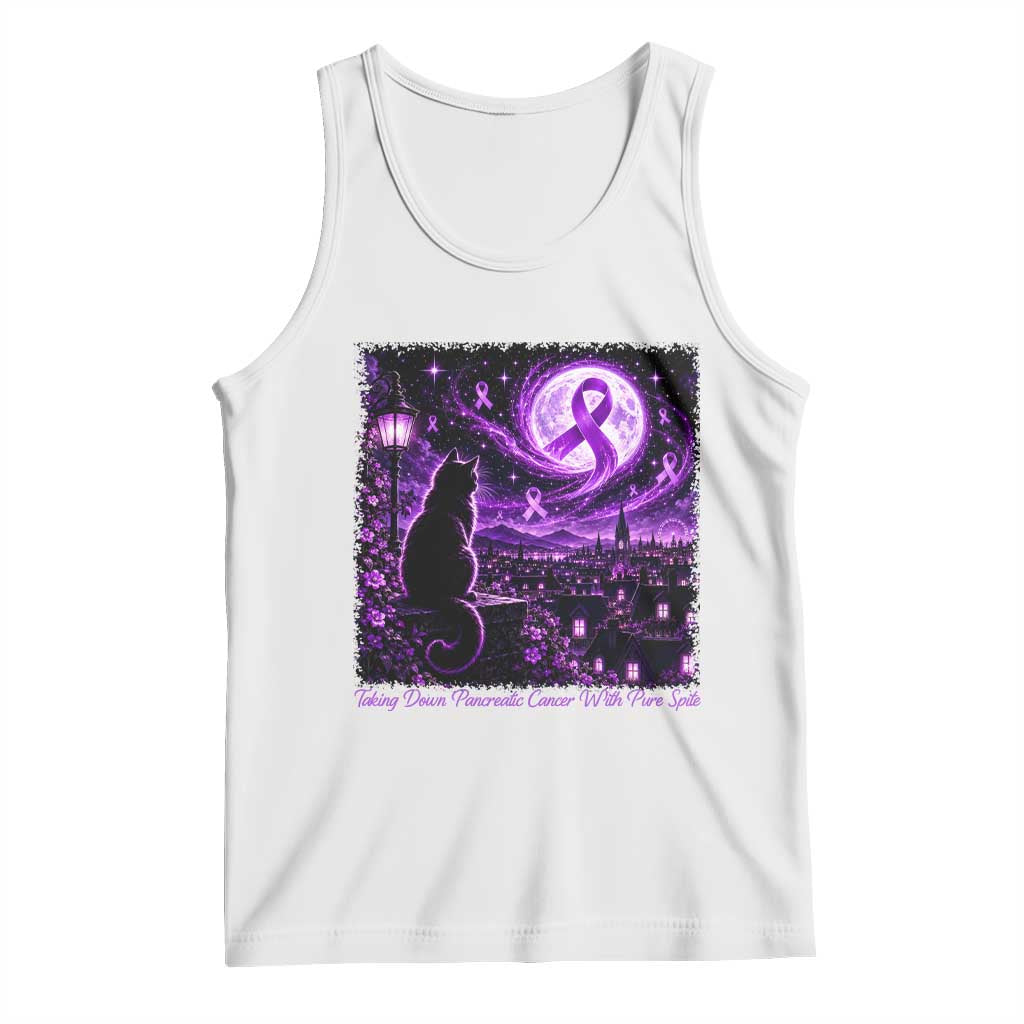 Taking Down Pancreatic Cancer With Pure Spite Tank Top Black Cat Purple Ribbon Fighter