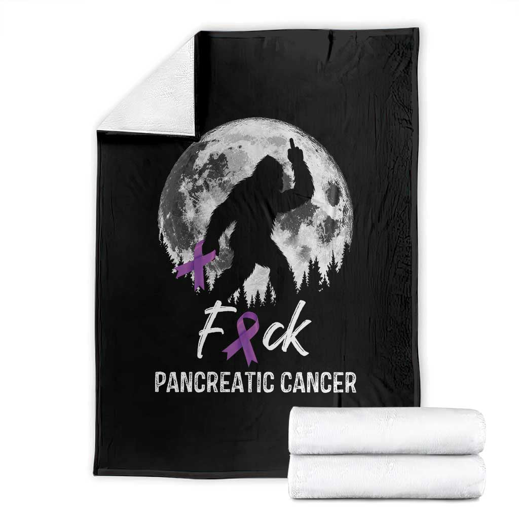 Bigfoot Fck Pancreatic Cancer Purple Ribbon Support Fighter Throw Blanket