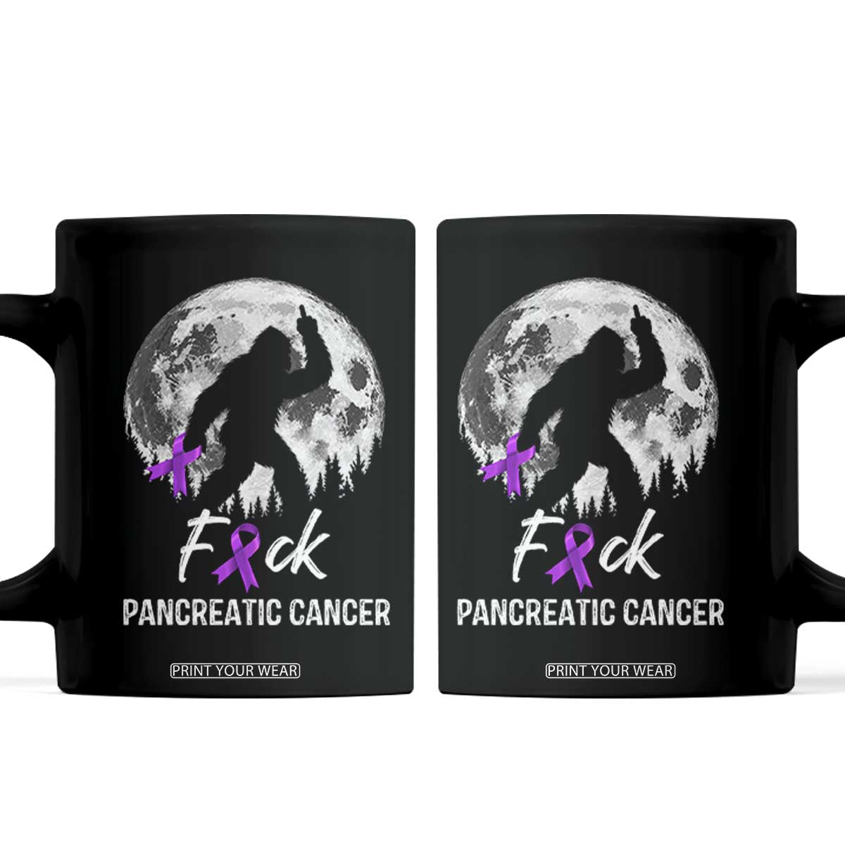 Bigfoot Fck Pancreatic Cancer Purple Ribbon Support Fighter Coffee Mug