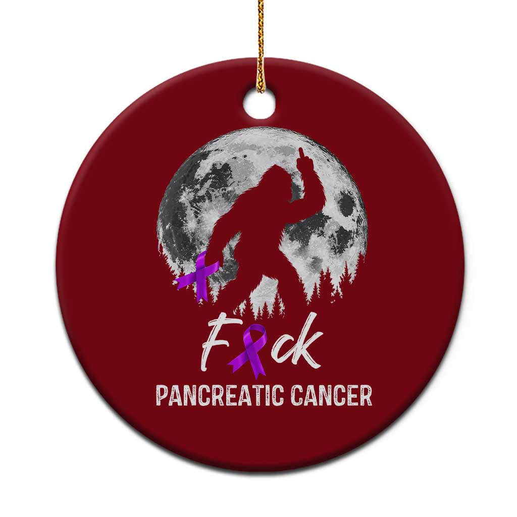 Bigfoot Fck Pancreatic Cancer Purple Ribbon Support Fighter Ceramic Ornament
