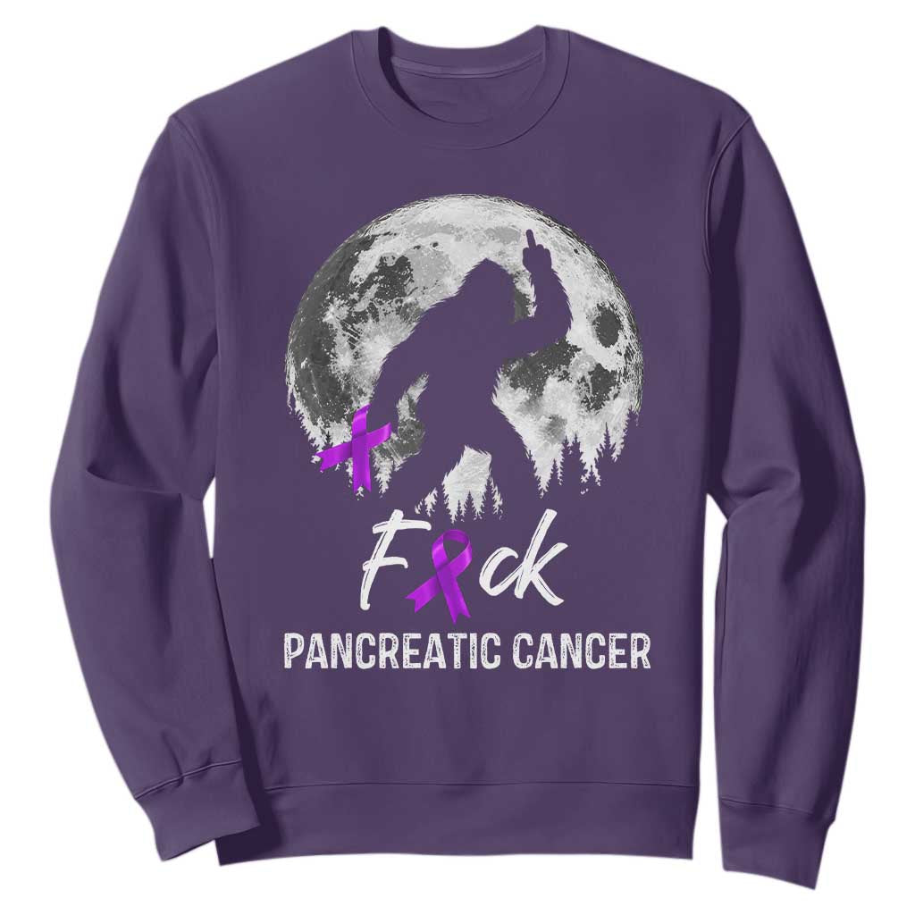 Bigfoot Fck Pancreatic Cancer Purple Ribbon Support Fighter Sweatshirt