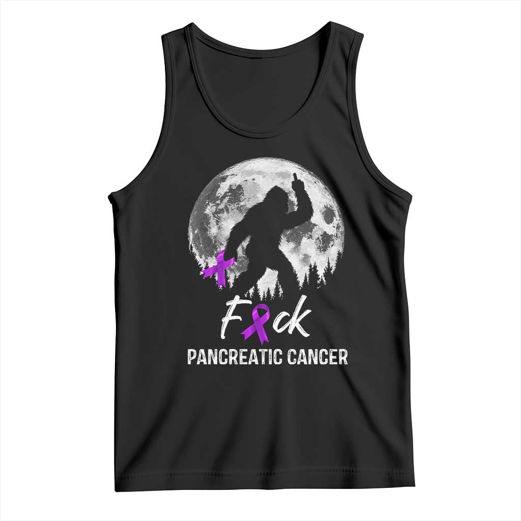 Bigfoot Fck Pancreatic Cancer Purple Ribbon Support Fighter Tank Top