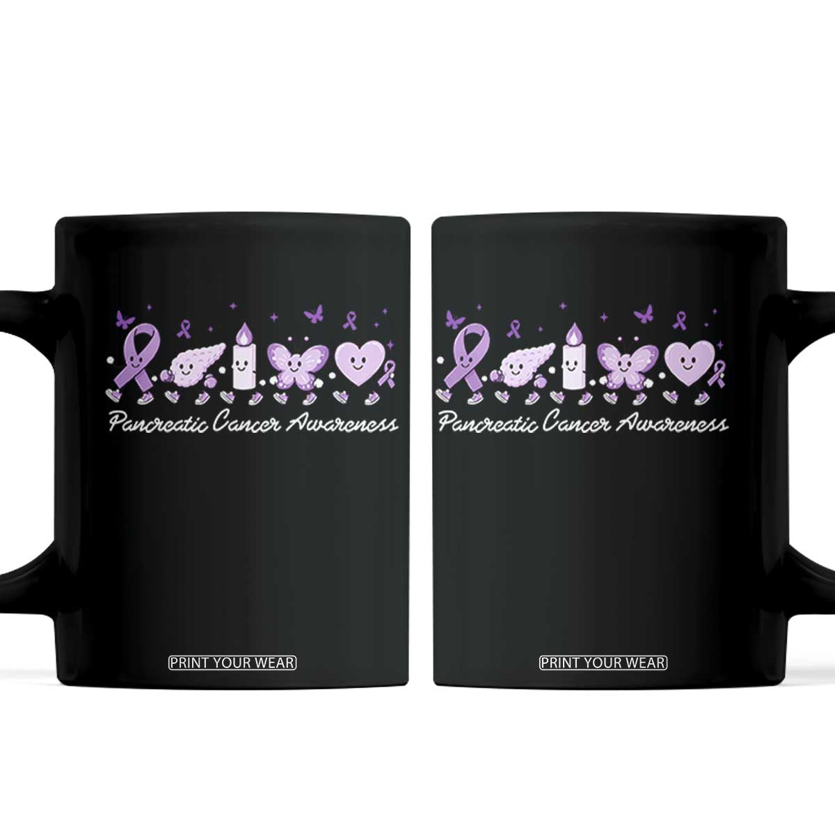 Pancreatic Cancer Support Squad Coffee Mug Cute Purple Ribbon Graphic