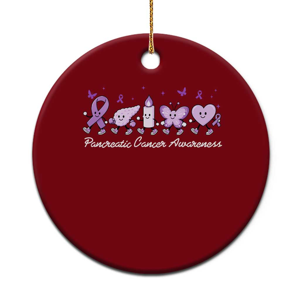 Pancreatic Cancer Support Squad Ceramic Ornament Cute Purple Ribbon Graphic