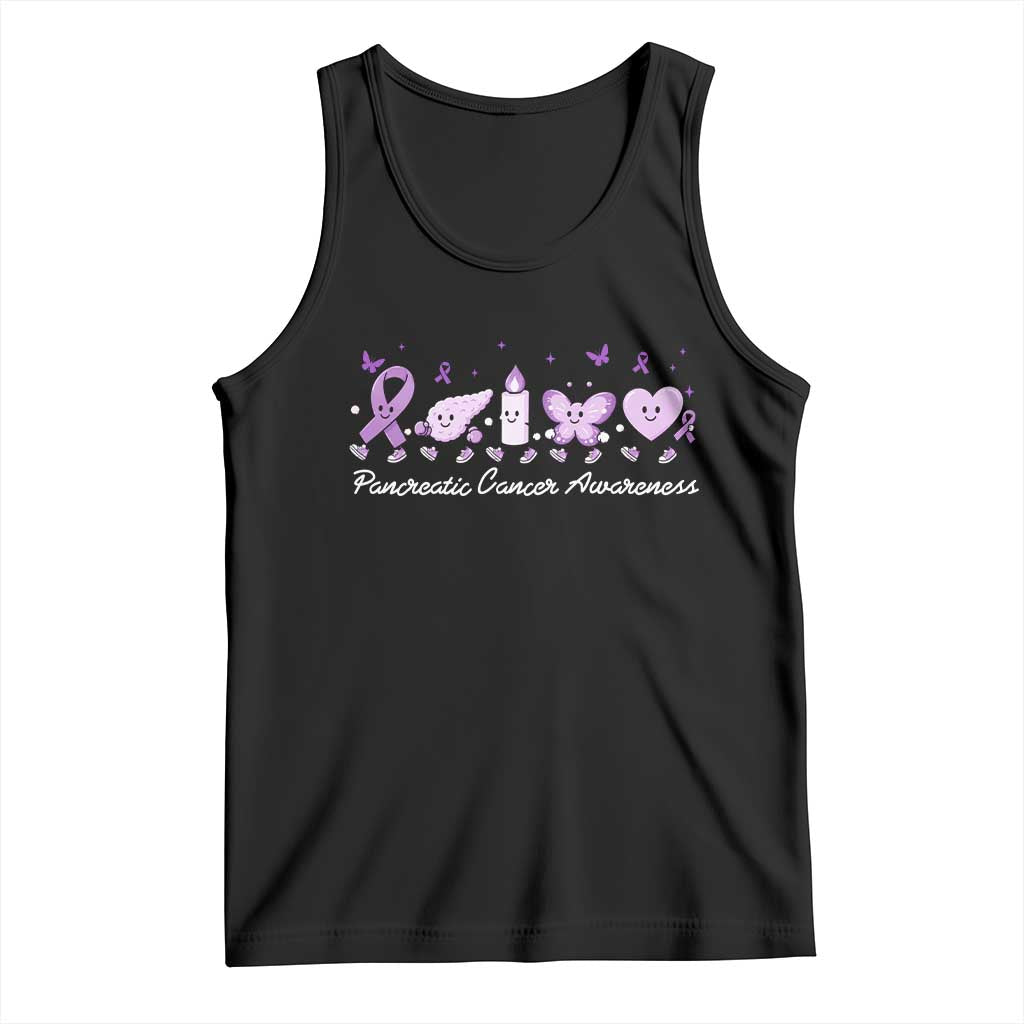 Pancreatic Cancer Support Squad Tank Top Cute Purple Ribbon Graphic