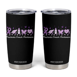 Pancreatic Cancer Support Squad Tumbler Cup Cute Purple Ribbon Graphic