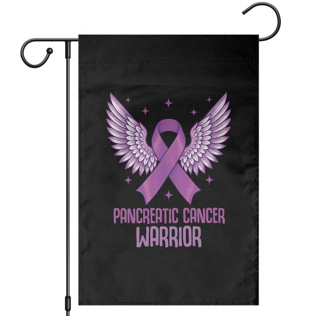 Pancreatic Cancer Warrior Garden Flag Purple Ribbon Angel Wings Support