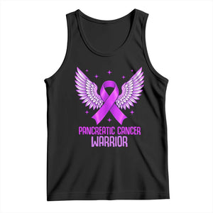 Pancreatic Cancer Warrior Tank Top Purple Ribbon Angel Wings Support