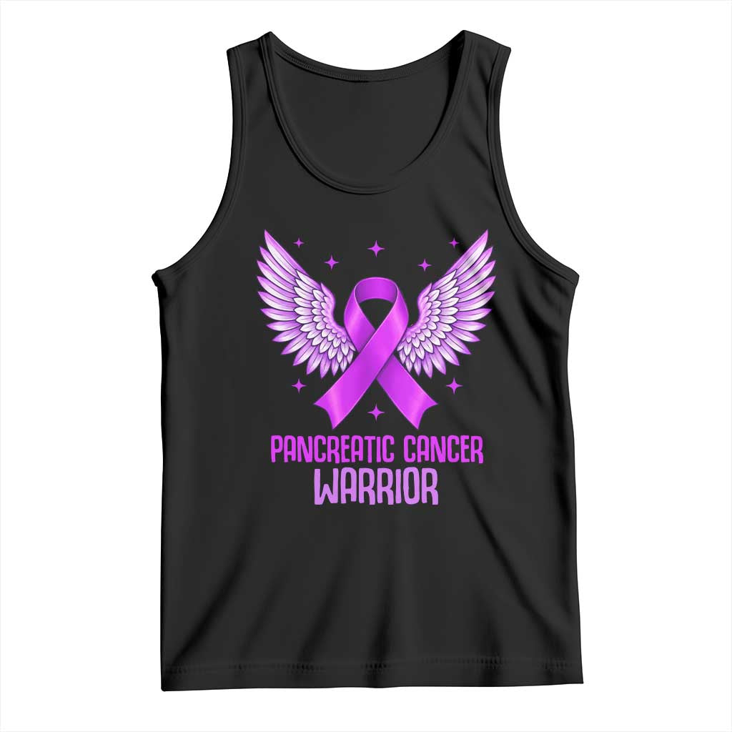 Pancreatic Cancer Warrior Tank Top Purple Ribbon Angel Wings Support