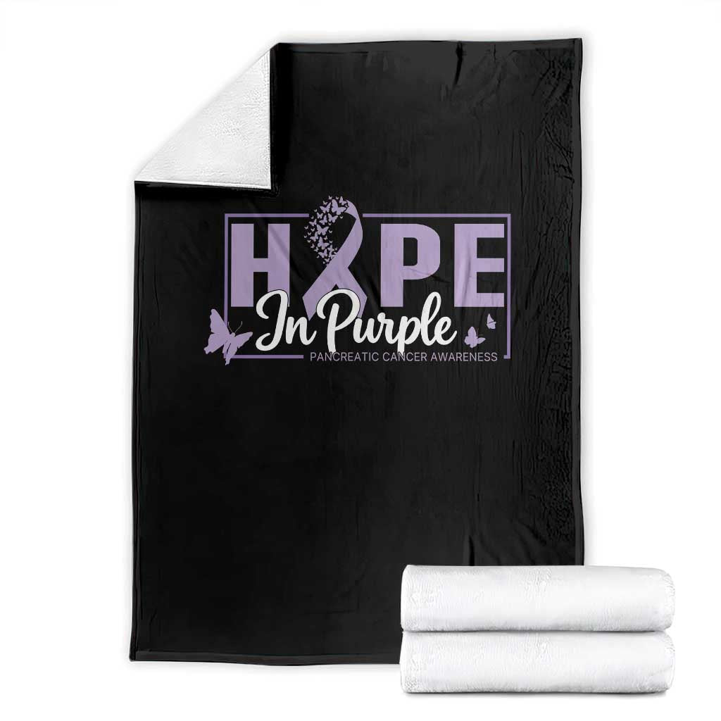 Pancreatic Cancer Warrior Throw Blanket Hope In Purple Butterfly Ribbon Strength