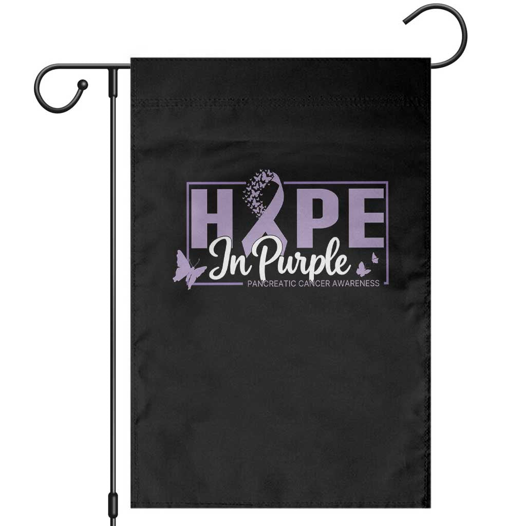 Pancreatic Cancer Warrior Garden Flag Hope In Purple Butterfly Ribbon Strength