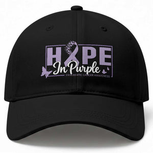 Pancreatic Cancer Warrior Baseball Cap Hope In Purple Butterfly Ribbon Strength