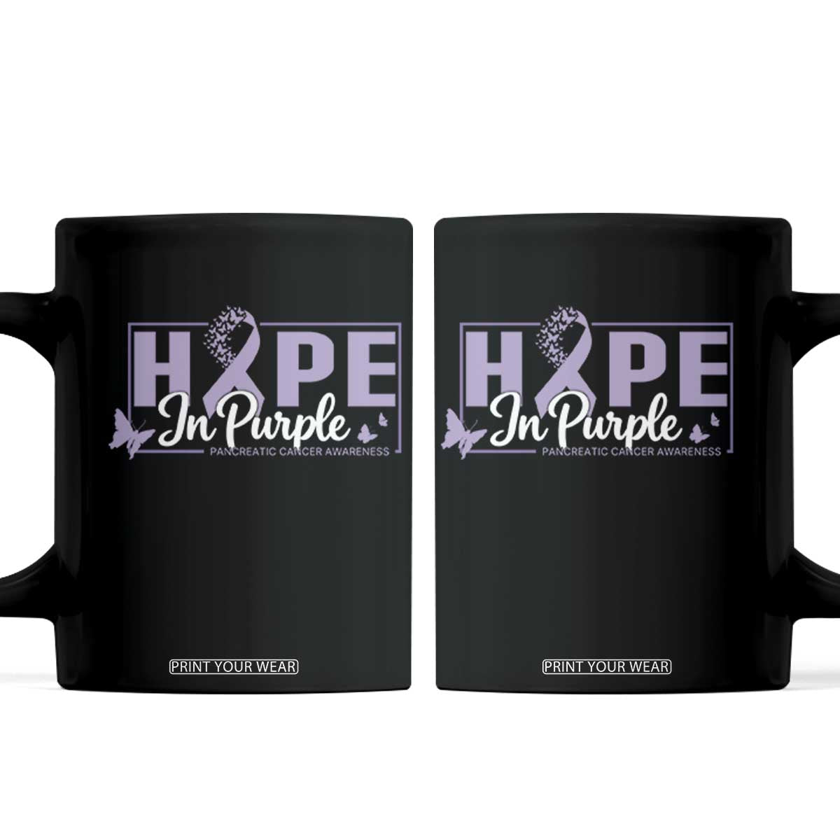 Pancreatic Cancer Warrior Coffee Mug Hope In Purple Butterfly Ribbon Strength