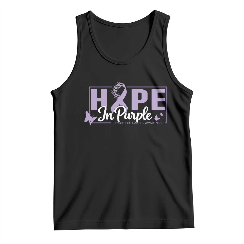 Pancreatic Cancer Warrior Tank Top Hope In Purple Butterfly Ribbon Strength