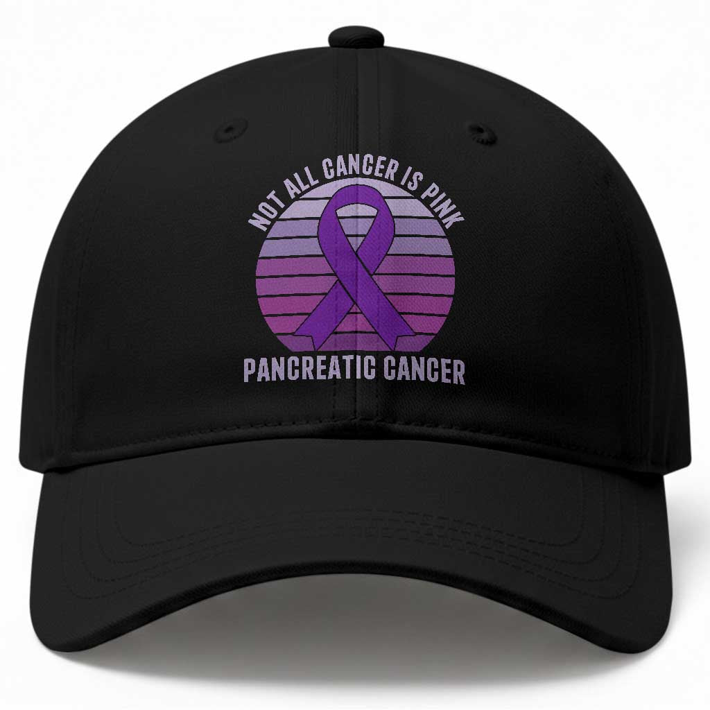 Purple Ribbon Pancreatic Cancer Baseball Cap Not All Cancer Is Pink
