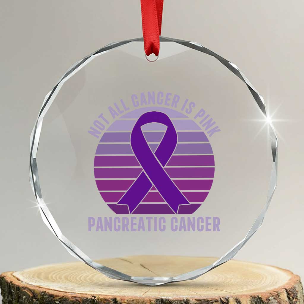 Purple Ribbon Pancreatic Cancer Crystal Glass Ornament Not All Cancer Is Pink