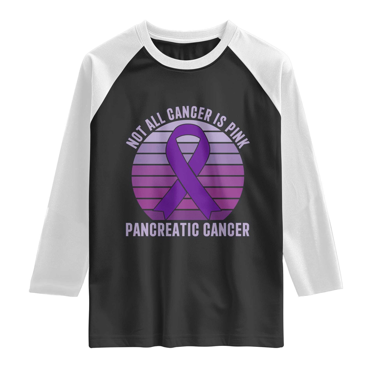 Purple Ribbon Pancreatic Cancer Raglan Shirt Not All Cancer Is Pink