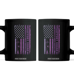American Flag Pancreatic Cancer Coffee Mug Support Squad Purple Ribbon