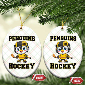 Funny Penguin Playing Ice Hockey Ceramic Ornament Winter Sports Gift TS12 Print Your Wear