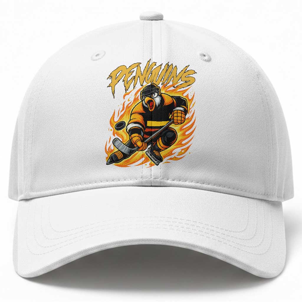Penguin Playing Ice Hockey Baseball Cap Funny Sports Fan Gift TS12 Print Your Wear
