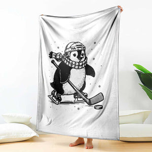 Cute Penguin Playing Ice Hockey Throw Blanket Funny Sports Lover Gift TS12 Print Your Wear