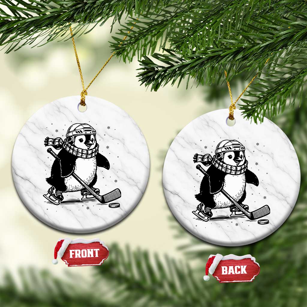 Cute Penguin Playing Ice Hockey Ceramic Ornament Funny Sports Lover Gift TS12 1pc White Marble Print Your Wear