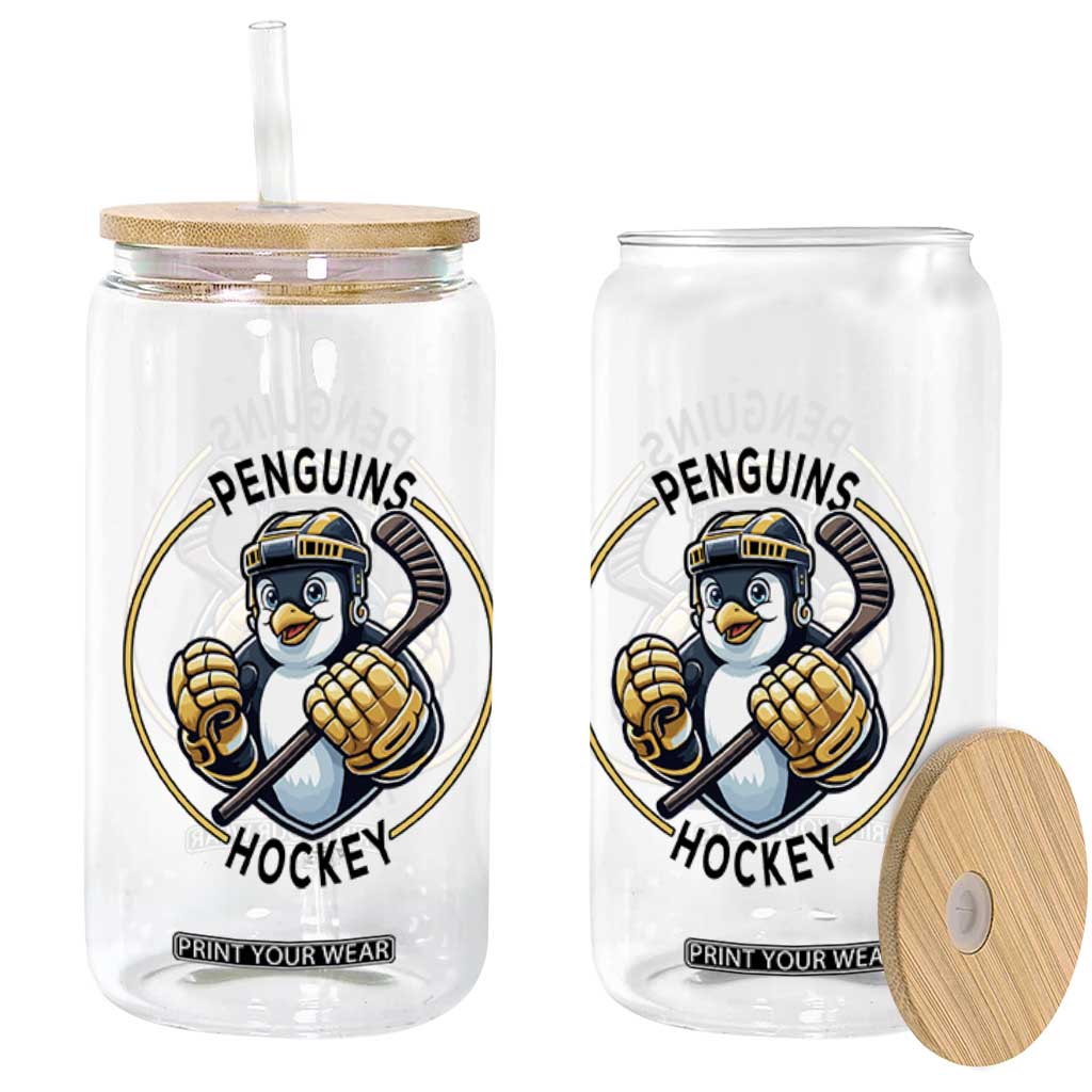 Funny Penguin Hockey Player Glass Can Gift For Animal Lovers TS12 Print Your Wear