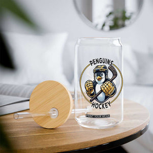 Funny Penguin Hockey Player Glass Can Gift For Animal Lovers TS12 Print Your Wear