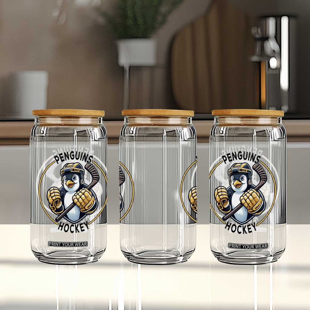 Funny Penguin Hockey Player Glass Can Gift For Animal Lovers TS12 Print Your Wear