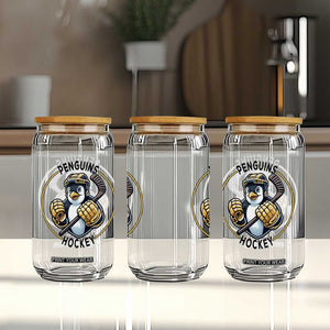 Funny Penguin Hockey Player Glass Can Gift For Animal Lovers TS12 Print Your Wear
