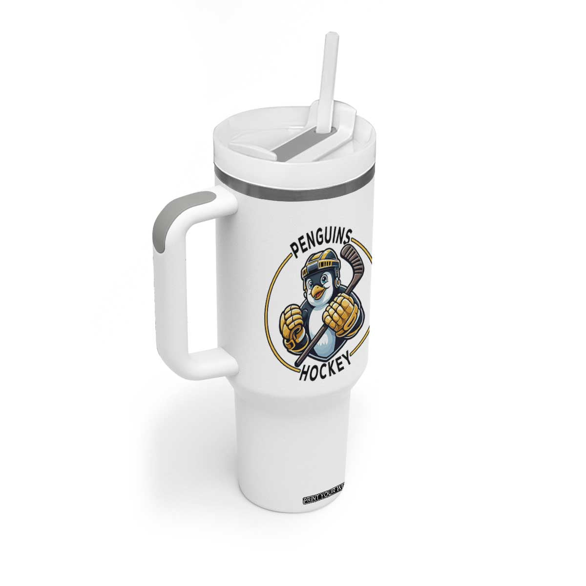 Funny Penguin Hockey Player Tumbler With Handle Gift For Animal Lovers TS12 Print Your Wear