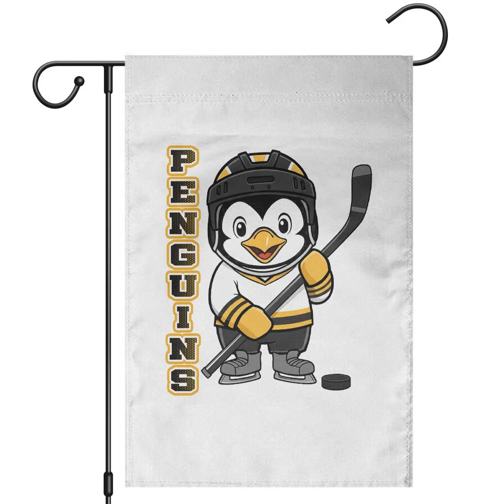 Funny Penguin Playing Ice Hockey Garden Flag Gift For Kids TS12 White Print Your Wear