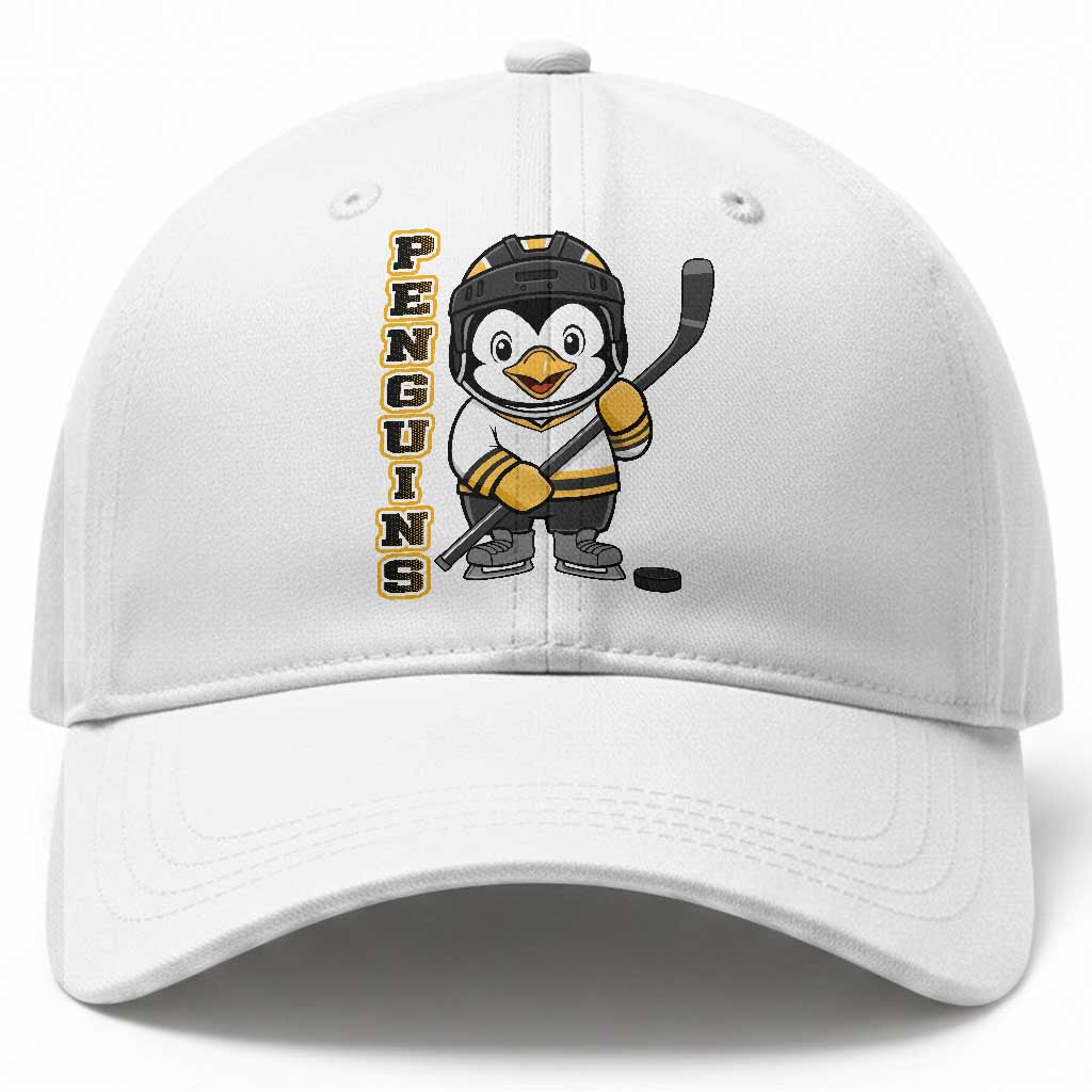 Funny Penguin Playing Ice Hockey Baseball Cap Gift For Kids TS12 Print Your Wear