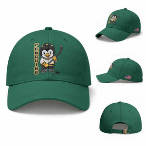 Funny Penguin Playing Ice Hockey Baseball Cap Gift For Kids TS12 Baseball Cap Universal Fit Irish Green Print Your Wear
